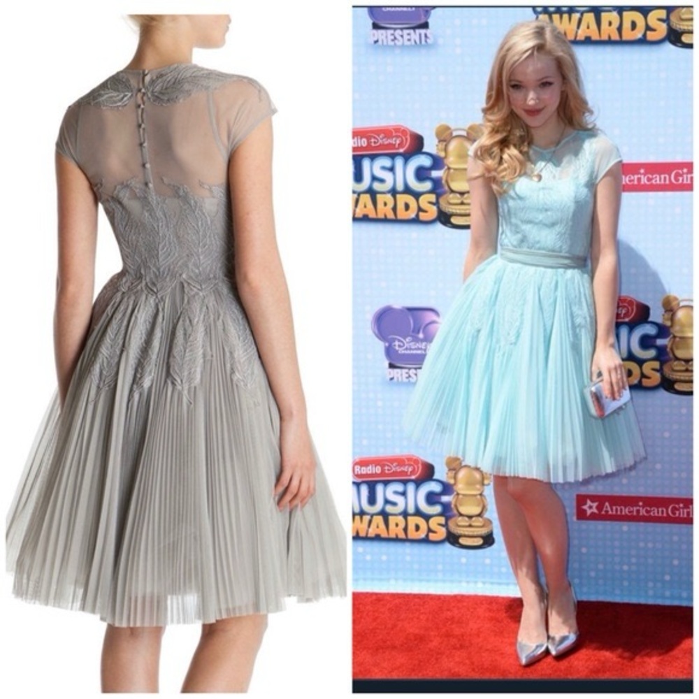 Ted Baker Miyaa feather dress powder blue size TB 1 = US2/4